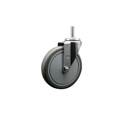Service Caster 6 Inch Gray Polyurethane Wheel Swivel 58 Inch Threaded Stem Caster Service Caster SCC-TS20S614-PPUB-58212