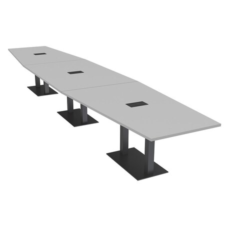 Skutchi Designs Hexagon Conference Table With Power, 48 in W, 216 in L, Grey HAR-HEX.IR-48X216-DOU.BK-U779-EBLK