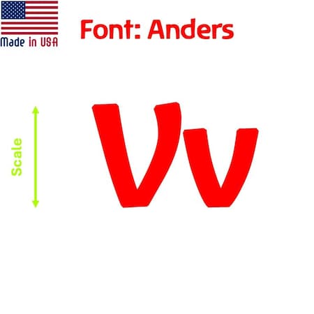 Aacc Self-Adhesive Vinyl Letter: V, Scale: 7 in. Color: Red Font: Anders by, 8PK AACC-Anders-UV-Red-I7x8