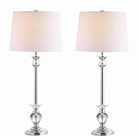 Jonathan Y Elizabeth 33" Crystal/Metal LED Table Lamp, Clear/Chrome, 2PK JYL2056A-SET2