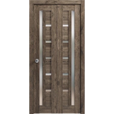 Sartodoors Sliding Closet Bi-fold Doors Oak Solid Core Modern Interior QUADRO4088BF-AKA-36 x 96 (2* 18x96)