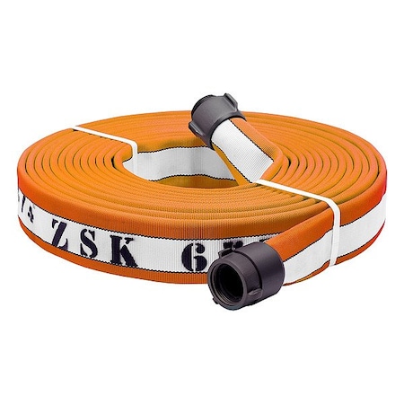 Armtex Hp Fire Hose, Double Jacket, 1 3/4 in Hose Inside Dia., Nylon Reinforced NBR Rubber Hose Tube, Orange HP175O025-NH150-L