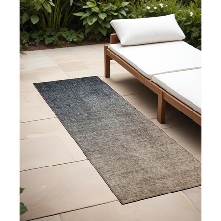 Homeroots 8' Taupe And Gray Ombre Washable Indoor Outdoor Runner Rug 563701