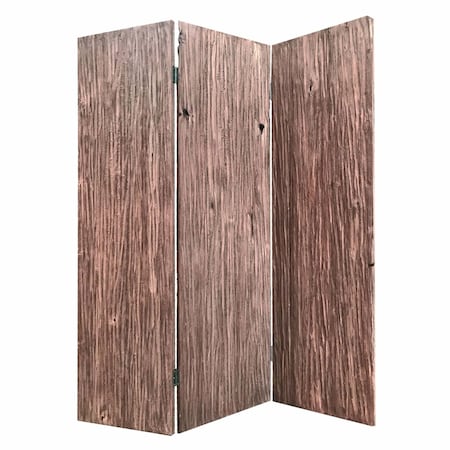 Homeroots 71" Brown Folding Three Panel Screen Room Divider 342771