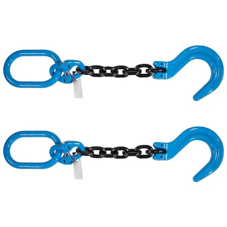 Mytee Products 1/2 inx2 ft Single Leg Chain Sling 15,000 Lbs WLL Oblong Link-to-Sling Hook Ends, 2PK CH122-12FH-OBL-G100x2