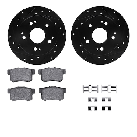 Dynamic Friction Co DFC Rotors-Drilled & Slotted-Black w/ 5000 Advanced Brake Pads Incl Hdw 8512-59031