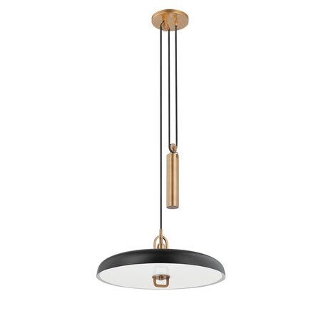 Troy Lighting Lauren Liess X Plummet 1 Light Pendant 18 In. Patina Brass/Soft Black F1618-PBR/SBK