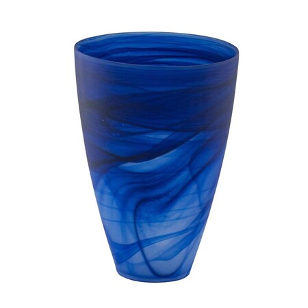 Homeroots 12" Blue Abstract Swirl Glass Tapered Table Vase 574245