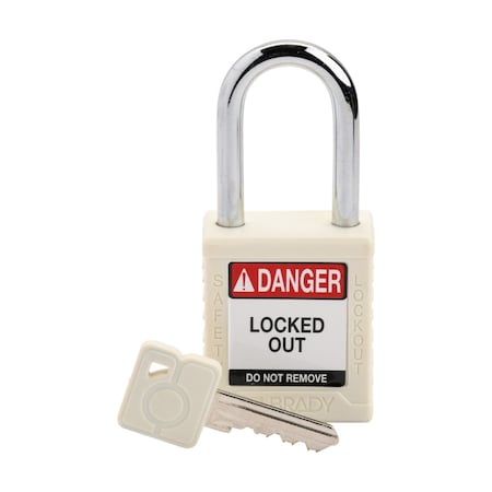 Brady Velocity Lockout Padlocks Nylon 1.5in Shackle Clearance KD White SDPL-WHT-38ST-KD