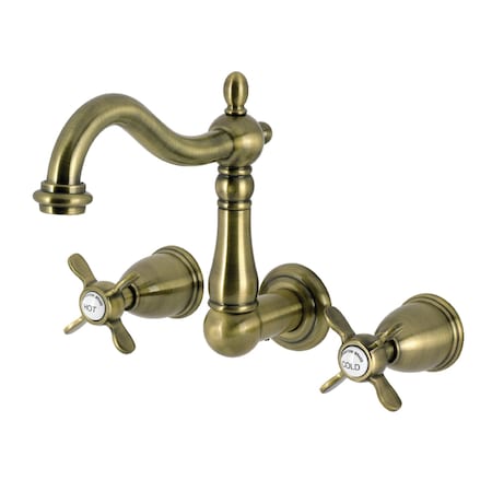 Kingston Brass Double-Handle Wall Mount Bathroom Faucet, Antique Brass KS1253BEX
