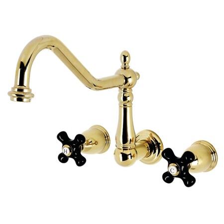 Kingston Brass Two-Handle Wall Mount Kitchen Faucet, Polished Brass KS1282PKX