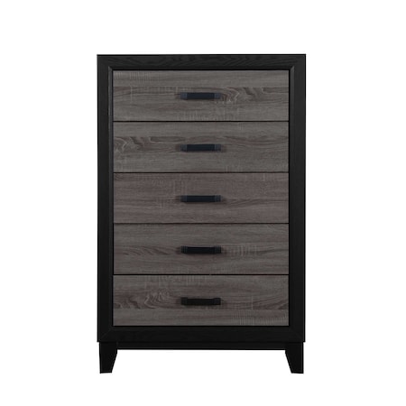 Homeroots 32" Gray And Black Wood Five Drawer Dresser 564693