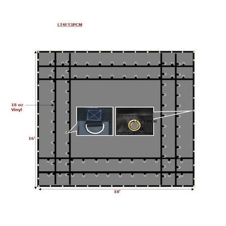 Mytee Products Heavy Duty 18 Oz Steel Tarp 16x18 - Black LT4FT3PCM