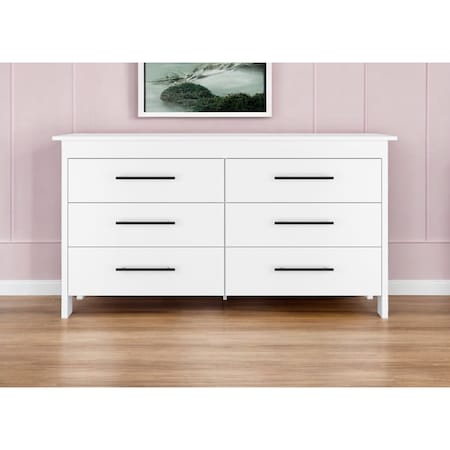 Homeroots 59" White Six Drawer Double Dresser 544019