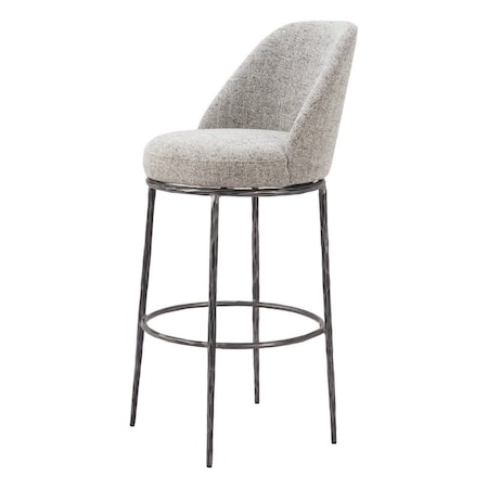 Homeroots 32" Gray And Black Fabric And Steel Bar Height Swivel Bar Chair 555680