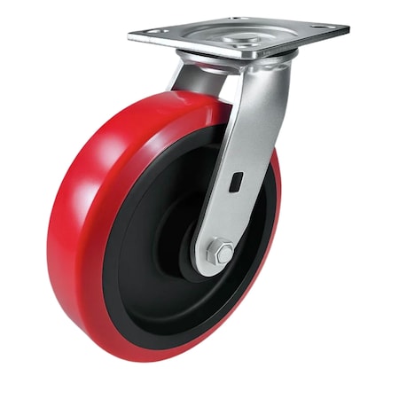 Hyw Products Heavy Duty Caster 8in Polyurethane on Plastic Wheel, Swivel 40-80S-A1-PU
