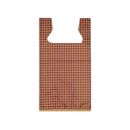 Nashville Wraps Burgundy Gingham Plastic T Sacks, 11.5x6.5x22, .65 mil, 500PK TSR1BG5