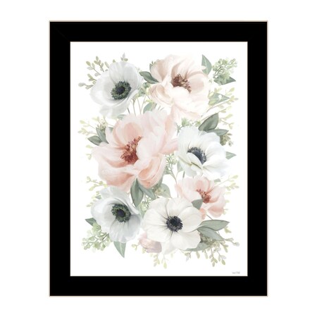 Homeroots Peony Floral Block Black Framed Print Wall Art 529831