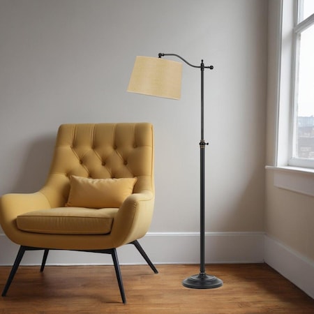 Homeroots 63" Bronze Metal Adjustable Floor Lamp With Tan Paper Square Shade 526248