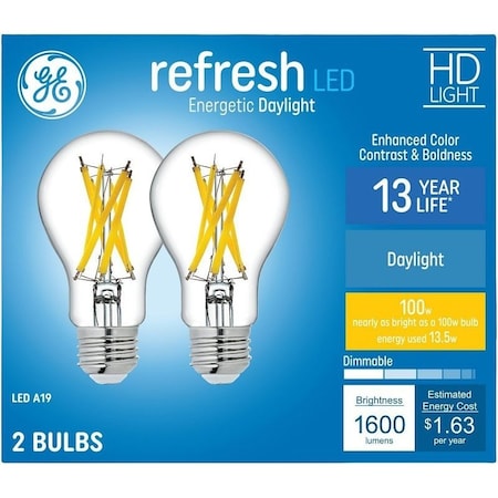 Ge Relax Series LED Bulb, Decorative, ST19 Lamp, 60 W Equivalent, Dimmable, Soft White, 2PK 93124165