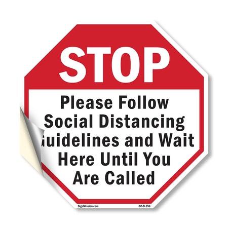 Signmission Stop Please Follow Social Distancin, 10 Inch X 10 Inch, Vinyl Decal OC-D-10-196