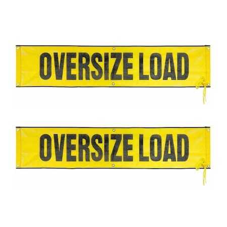Mytee Products OVERSIZE LOAD Sign - 18in x 84in Mesh with Grommets & Rope, 2PK WLS-Mx2