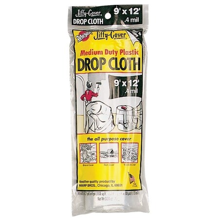 Warps Drop Cloth, 12 ft L, 9 ft W, Plastic, Clear PC-72