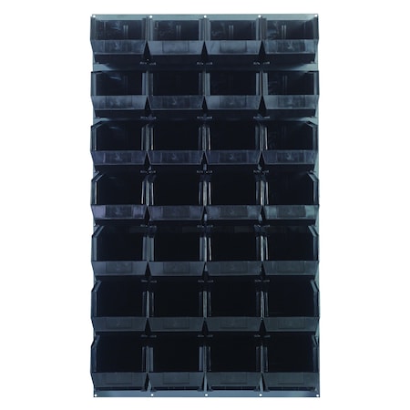 Quantum Storage Systems 36X61 GRAY LOUVERED PANEL WITH BINS BLACK QLP-3661-240-28BK