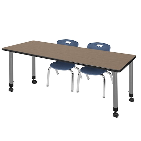 Regency Kee Mobile Adjustable Classroom Table W/ 2 Andy Mobile Chairs, 66 in W, 30 in L, Noble Oak MT6630NOAPCGY45NV