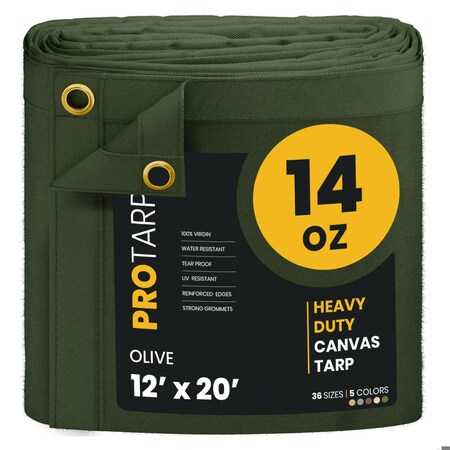 Protarp 12 ft. x 20 ft., 14 Oz, Olive, Polyester PT-303-12X20