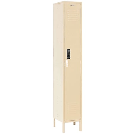 Global Industrial 1-Tier 1 Door Digital Locker, 12"W x 12"D x 66"H, Tan, Assembled 290807