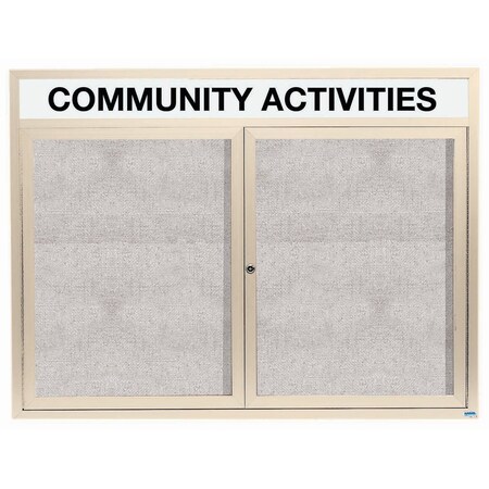 Aarco Outdoor Enclosed Bulletin Board w/ Al Frame Header, Powder Coated Ivory, Neutral 48''Hx60''W ODCC4860RHIV