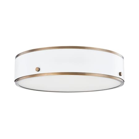 Troy Lighting Eli 1 Light Flush Mount 16 In. Patina Brass And Soft White C8316-PBR/SWH