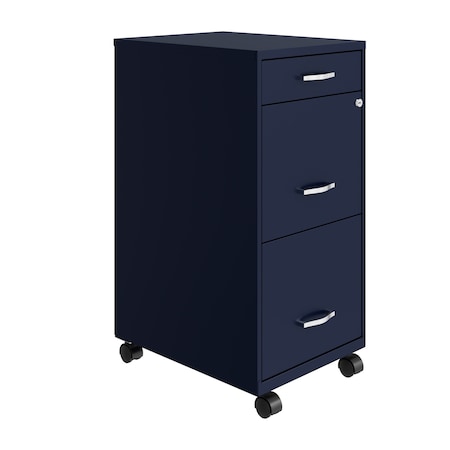 Space Solutions 14.25 in W 3 Drawer Mobile Vertical File Cabinet, Navy 24420