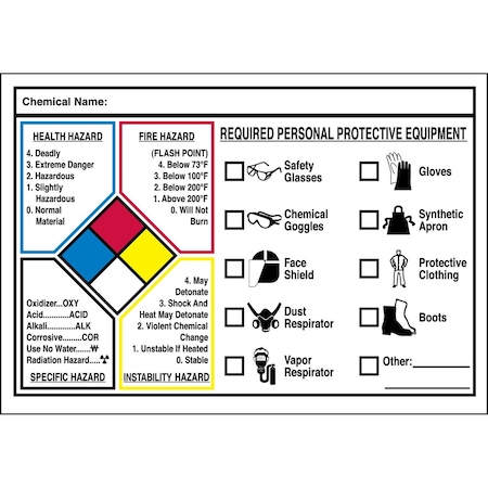 Brady Write-on NFPA Protective Equipment Labels, 10in H x 14in W x 0.004in D 53078