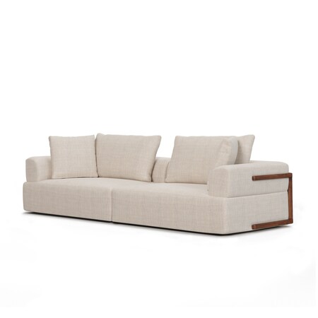 Homeroots 113" Cream Fabric Sofa And Toss Pillows 607318