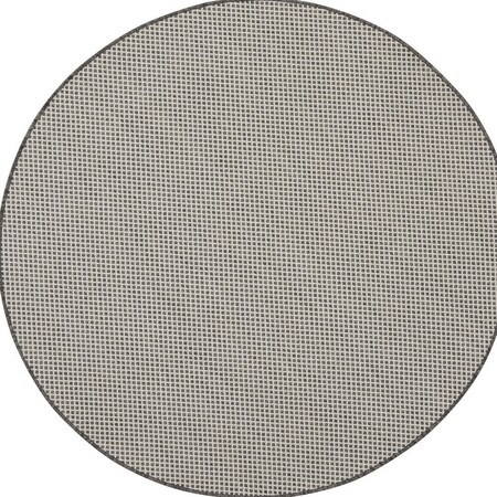 Homeroots 4' Ivory And Charcoal Round Geometric Indoor Outdoor Area Rug 573852