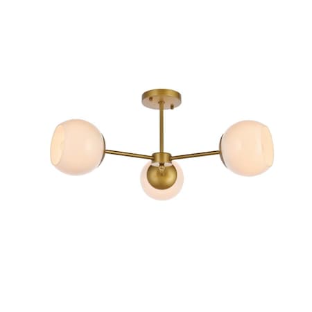 Cling 26 in. Briggs Flush Mount with White Shade in Brass CL2956485