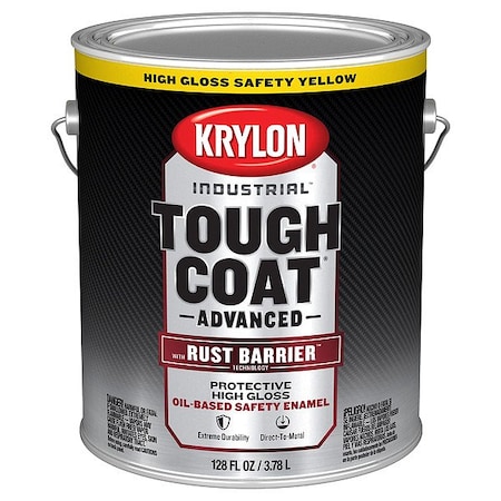 Krylon Exterior Protective Coating, Gloss, Oil/Alkyd Base, Safety Yellow, 1 gal K00431008