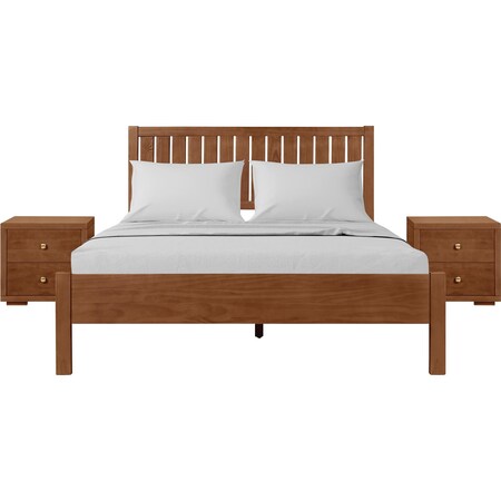 Homeroots Three Piece Walnut Solid Wood Bedroom Set 523673