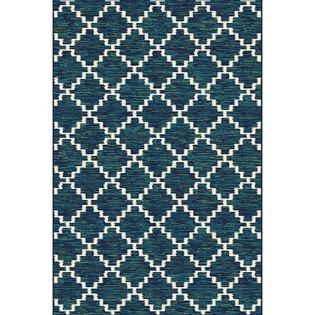 Backyard Bungalow Peosta 6 ' 7''x9 ' 6'' Teal Lattice Plush Outdoor Rug 2334PN71DB.084