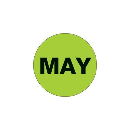 Bubblefast 1'' Circle - ''MAY'' Fluorescent Green Months of the Year Labels BFDL6727