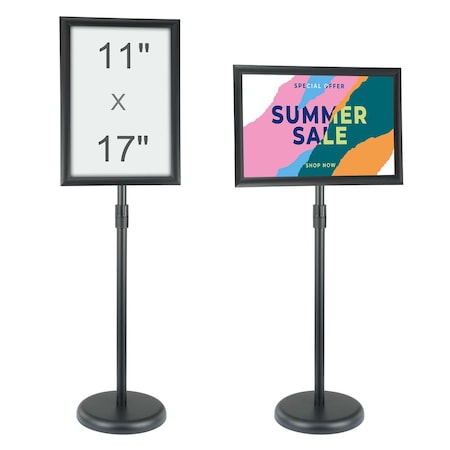 Vevor Pedestal Sign Holder Adjustable Poster Stand 11 x 17 Inch Round Base SW-02