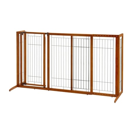 Richell Usa Deluxe Freestanding Pet Gate with Door Large - Brown 94190