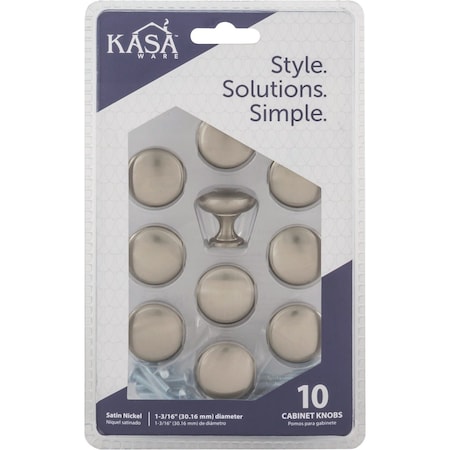 Hardware Resources KasaWare 1-3/16'' Dia. Satin Nickel Cabinet Knob, 10PK K778SN-10