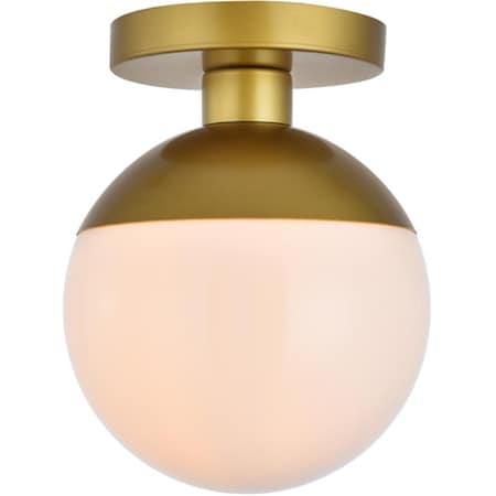 Cling Eclipse 1 Light Flush Mount Ceiling Light with Frosted White Glass, Brass CL2945038