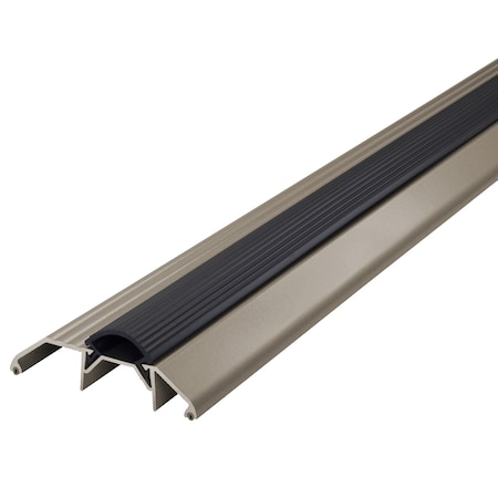 M-D Building Products 3-3/4 in. x 1-1/8 in. x 36 in. Satin Nickel Aluminum and Vinyl Heavy-Duty High-Profile Threshold 49006