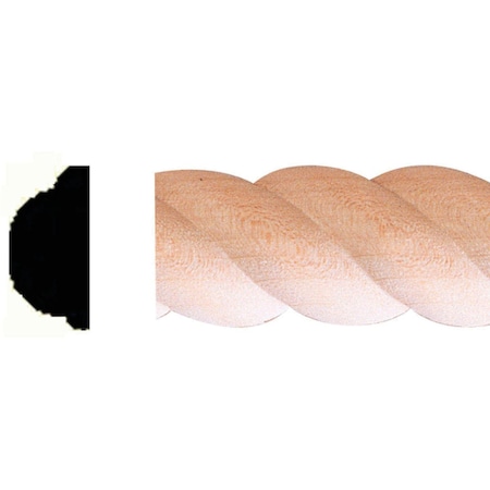 House Of Fara 19/64''x5/8''x8 ' Hardwood Decorative Detail Rope Molding 645