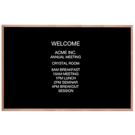 Aarco Open Faced Oak Framed Letter Board Message Center, 48''Hx72''W AOFD4872