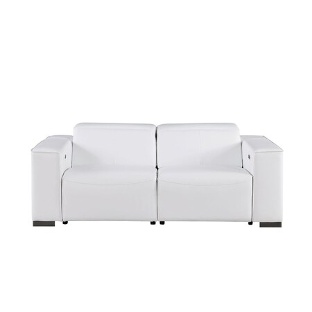 Homeroots 80in White and Brown Leather Power Reclining Loveseat 720537
